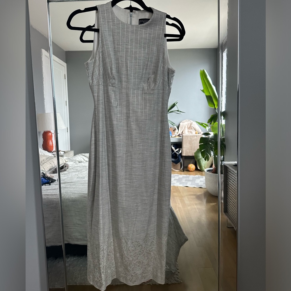 Richard Tyler Couture Vintage Grey Midi Dress Bergdorf Goodman M